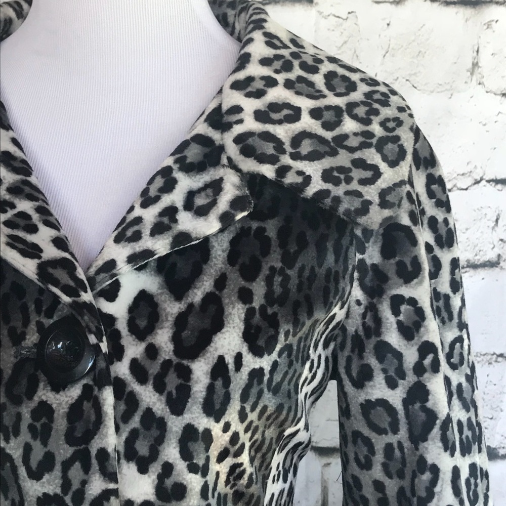 Leopard Print Velour jacket blazer size medium black gray white - Picture 4 of 6